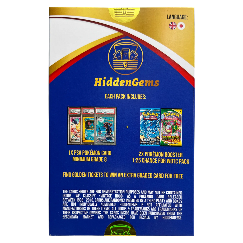 Hidden Gems Graded Card Box (1 PSA Graded Card & 2x Pokemon Booster)