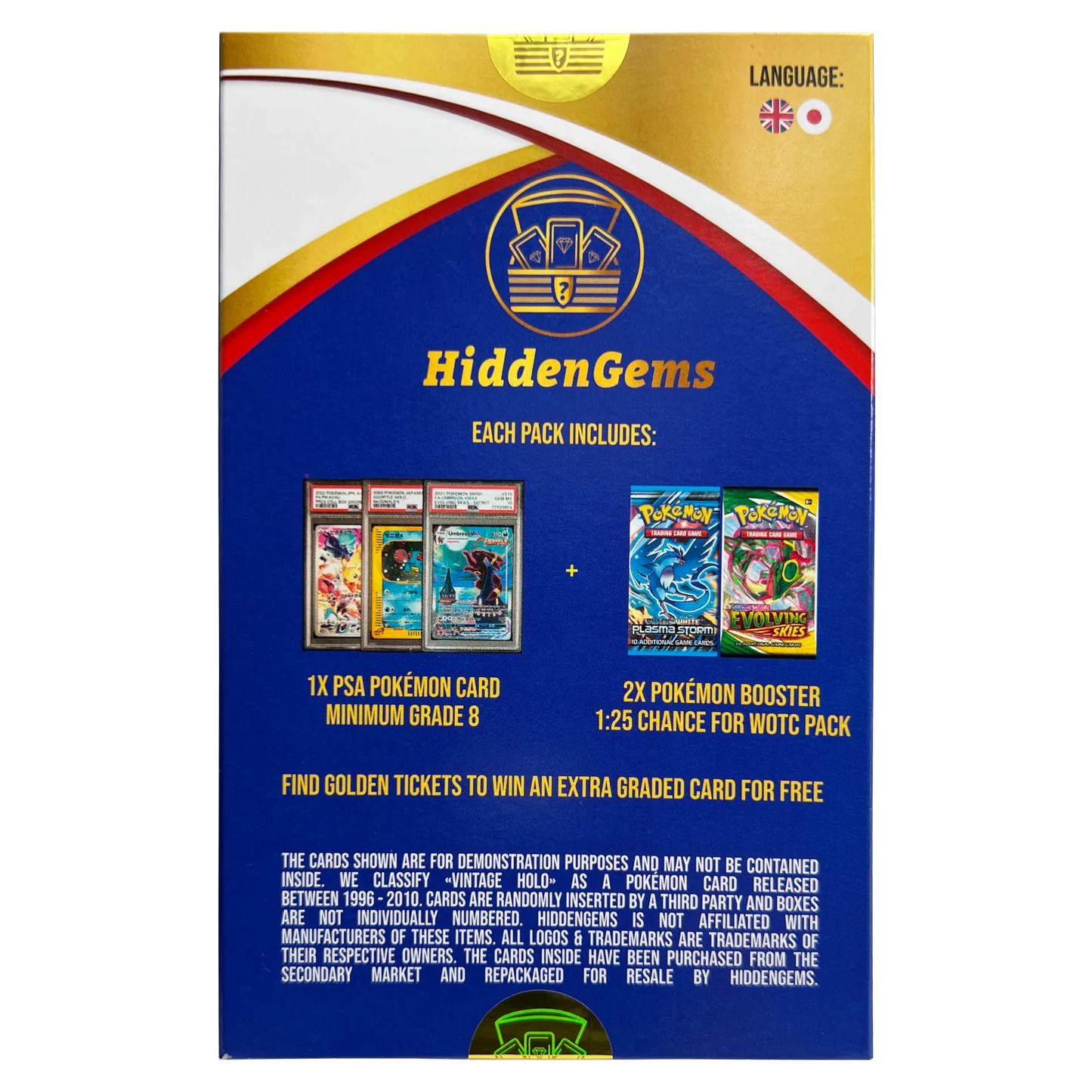 Hidden Gems Graded Card Box (1 PSA Graded Card & 2x Pokemon Booster)