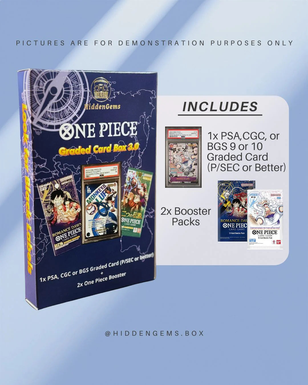 Hidden Gems One Piece Graded Card Box 3.0 (Graded Card + 2x OP Booster)