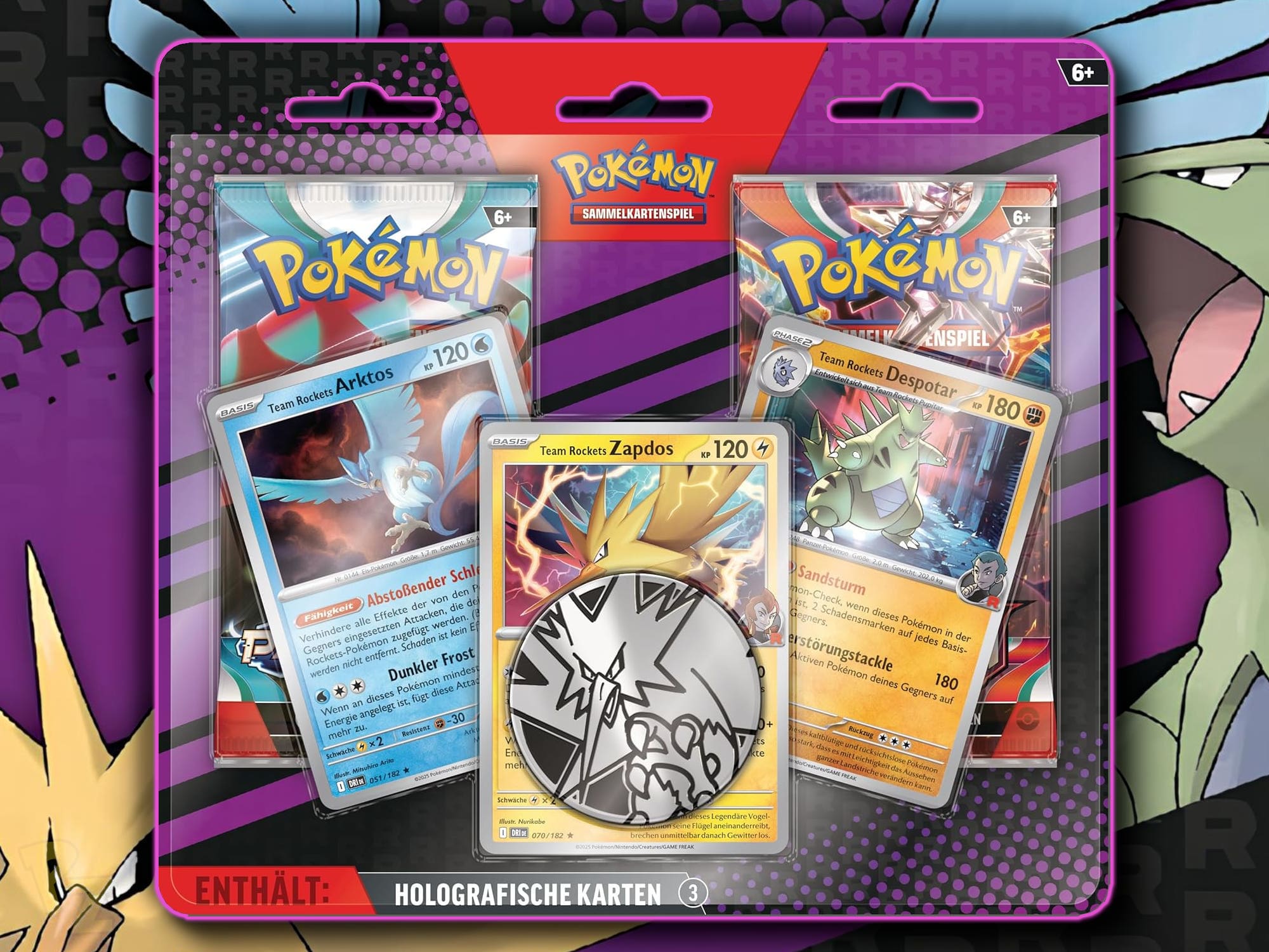Pokemon Enhanced 2-Pack Blister Team Rocket's Zapdos, Arktos & Despotar 2025