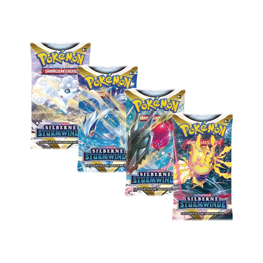 4x Pokemon Schwert & Schild Silberne Sturmwinde Booster
